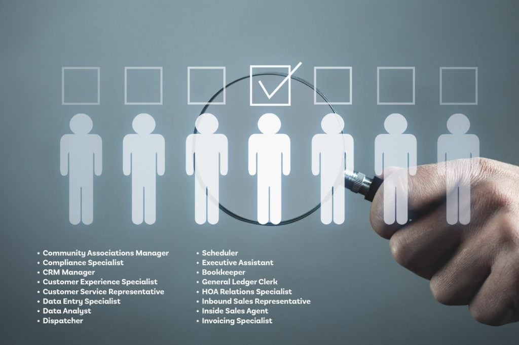 a graphic showing some of the many jobs that are suitable for outsourced virtual assistants